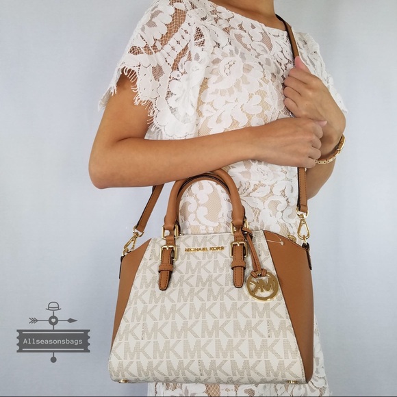 Michael Kors Medium Ciara Satchel Acorn Vanilla - Picture 2 of 8